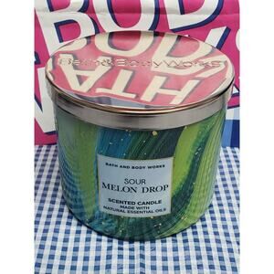 BBW Sour Melon Drop Large 3 Wick Candle Home Fragrance Decor